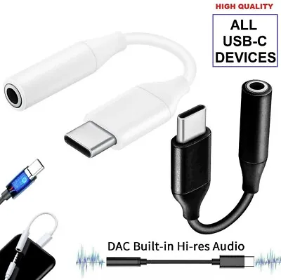 Type C USB To 3.5mm AUX Headphone Adapter For Samsung Galaxy Phones • £4.89