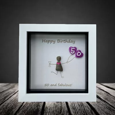 Birthday Gift For Her. Pebble Art Picture. 50th 60th 70th Birthday. Personalised • £15.99