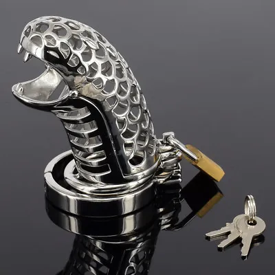 Viper Snake Metal Steel Plated Male Chastity Device Cock Cage Penis Cage • £17.99