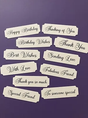 11 Mixed Card Making Embellishments Sentiments Craft Card Toppers Banners • £1.50