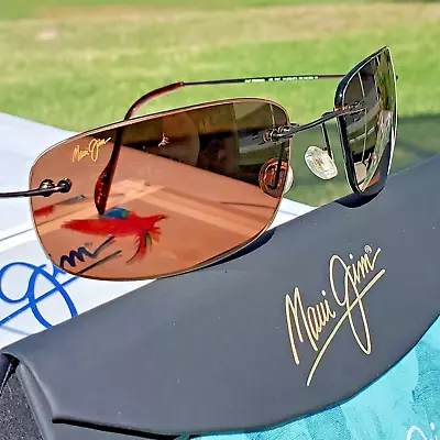 Maui Jim  Mauna Loa  311-23 Gloss Copper Rimless Wraps/Bronze Lenses RARE~FLEXON • $255