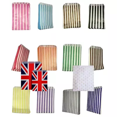 £2.99 • Buy 50 CANDY STRIPE PAPER BAGS SWEET FAVOUR BUFFET GIFT SHOP PARTY Small Medium