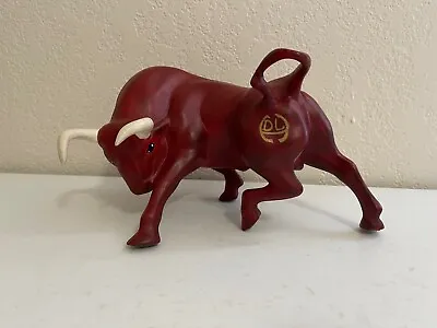 Vintage Red Painted Ceramic Bull Figurine Signed HDL • $75