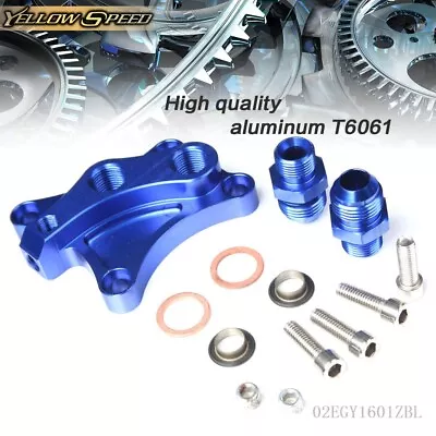 Fit For Nissan SR20DET CA18DET KA24DET S13 S14 S15 Oil Adapter Plate Wedge Blue • $15.23