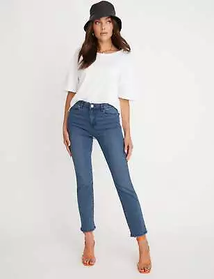 ROCKMANS - Womens Jeans - Blue Cropped - Solid Cotton Pants - Denim Work Clothes • $20.51