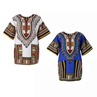 2pcs Mens Dashiki Shirt African Festival Hippie Tribal Dress Shirt Poncho • £26.58