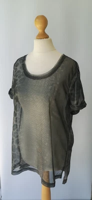 £19.99 • Buy AllSaints Snakeskin Semi Sheer Top Tee Size 12 14 Green Relaxed Casual Party VGC