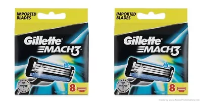 (Pack Of-2) Gillette Mach 3 Turbo 8 Cartridges Refill Shaving Blades For Mach3 • $83.58