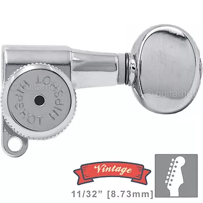 NEW Hipshot VINTAGE 6-in-Line Locking Tuners STAGGERED Oval Buttons - CHROME • $89.95