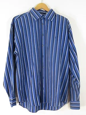 Yves Saint Laurent - Blue Multi Stripe - L/S Shirt - Size XL • £11.99