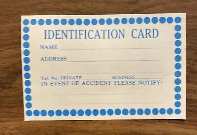 Vintage Car Insurance Identification Card Blank Driving Radio Registration C5 • $24.99