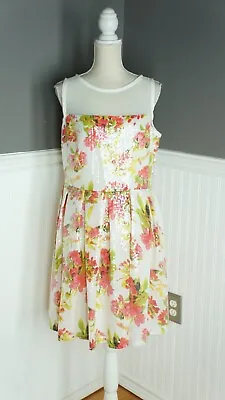 J. Taylor Size 14 Women's Pleated Sequin Fit N' Flare Floral Cocktail Dress • $29.99