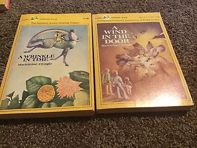 MADELEINE L’ENGLE A Wrinkle In Time & A Wind In The Door SciFi Fantasy Lot Of 2 • $9.99