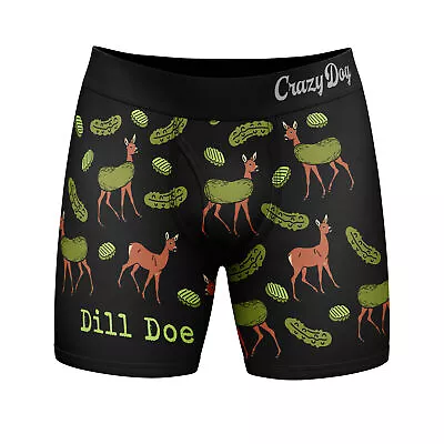 Mens Dill Doe Boxer Briefs Funny Offensive Pickle Deer Graphic Novelty Underwear • $17.99