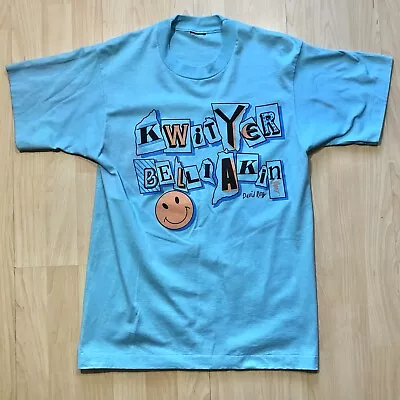 Vtg Kwit Yer Belli Akin David Ring Shirt M Quit Achin Single Stitch Tee USA • $12.91