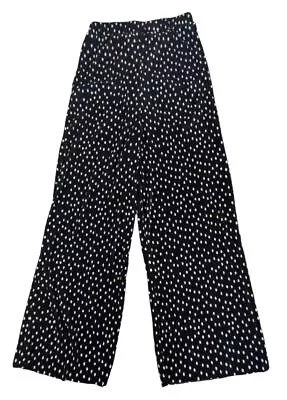 ASOS DESIGN Women's  Tall Plisse Culotte Us 4 Mono Black Spot Pants • $11.99