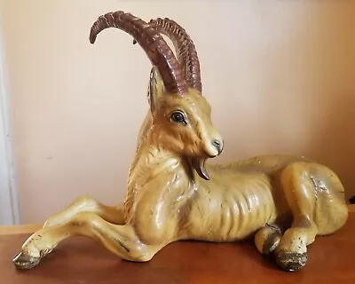 Vtg MARWAL CHALKWARE GAZELLE IBEX HORNED MID CENTURY ANIMAL STATUE 1960s 70s • $164.99