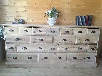 £595 • Buy Reclaimed Solid Pine Multi Drawers Large Merchants Chest 19 Drawers Sideboard