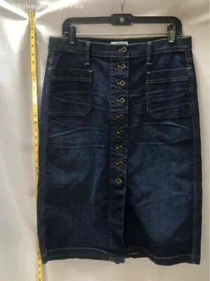 Orvis Womens Blue Back Slit Button Front Denim Straight & Pencil Skirt Size 12 • $7.99