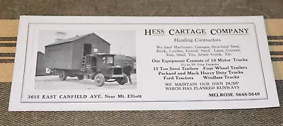 Vintage INK BLOTTER Paper Advertising HESS CARTAGE COMPANY Hauling DETROIT • $7.50