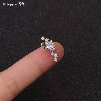 $1.13 • Buy Zircon Stone Cartilage Earring Conch Helix Cartilage Piercing Star Moon Ear Stud
