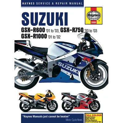 $45.97 • Buy HAYNES Repair Manual For Suzuki GSX-R600 '01-03/GSX-R750 '00-03/GSX-R1000 '01-02
