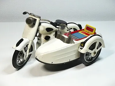 Marusan (Japan) # 1950's Tin  SUNBEAM MOTORCYCLE With SIDECAR  Friction Motor ! • $1115