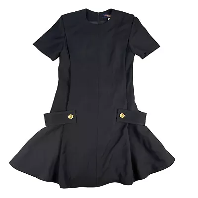 Louis Vuitton Uniform Dress Women's 38 US 6 Anchor Gold Button Apron Mini Black • $385