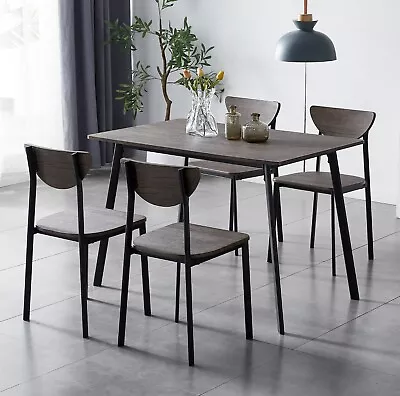 Dining Table And Chairs Set Metal Wood Effect Table Dining Set 4 Chairs Blake • $120.71