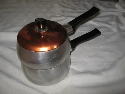 A Vintage Retro Copper Anodized Lidded Tiffany ? Stacking Double Boiler Saucepan • $15