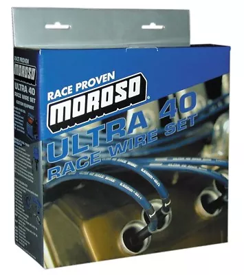 Moroso 73820 Ultra 40 Sleeved Spark Plug Wires BBC Chevy Under Header HEI Black • $235.99