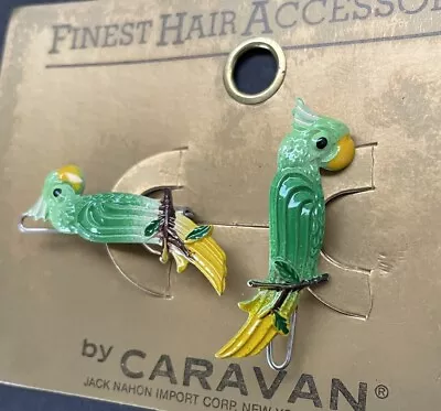 Vintage Barrettes Tropical Birds Parrots Hair Accessories Spring Summer • $11.99