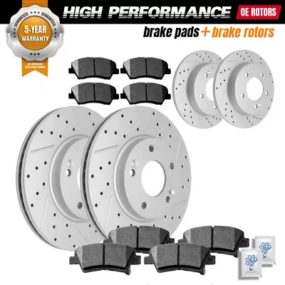 Front Rear Drilled Rotors + Brake Pads For Hyundai Elantra Veloster Kia Forte • $139.86