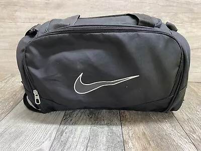 Vintage Nike Duffle Gym Bag Nylon Sports Luggage Carry Handles Black 15” Swoosh • $18.95