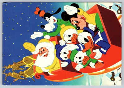 $9.99 • Buy WALT DISNEY VINTAGE POSTCARD Christmas Santa Mickey Mouse Goofy 105/1 Unposted