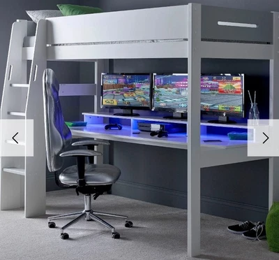 £250 • Buy Bunk Bed .Urban High Sleeper Console Gaming Bed With Built-In Gaming Desk