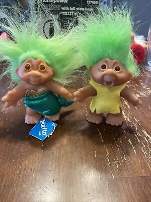 Vintage Dam 1986 Troll Doll Green Hair Lot Of 2 Mermaid Norfin • $19.99