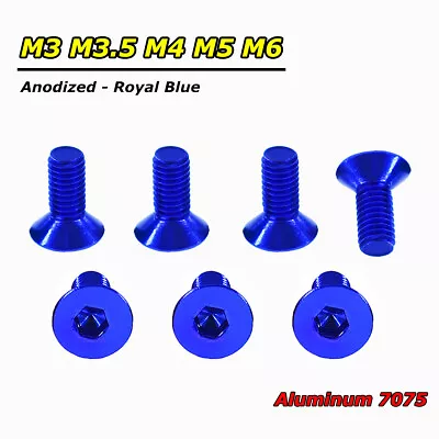 M3/3.5/4/5/6 Royal Blue Aluminum Flat Countersunk Socket Cap Screw Allen Bolts • $2.05