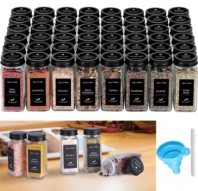 £9.99 • Buy 24/48XGlass Spice Jars With Shaker Lids Storage Bottles Containers Pots Airtight