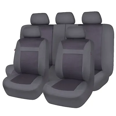 Jacquard Car Seat Covers Universal Full Set Grey Charcoal Split 40/60 50/50 SUV • $39.99