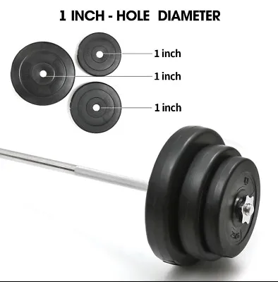 Weight Plates 1 Inch Vinyl Dumbbell Plates Barbell Weight Set 2.5KG 5KG • £14.99