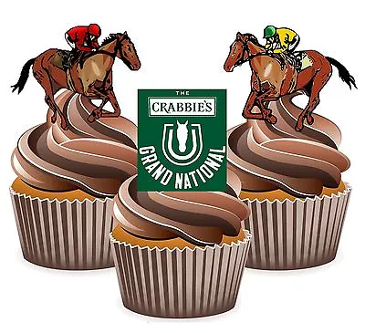 PRECUT Horse Racing Grand National Themed 12 Edible Cupcake Toppers Decorations • £3.99