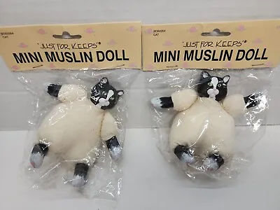 Just For Keeps Lot Of 2 Mini Muslin CAT Animal Dolls New-In-Packages Craft Hobby • $9.49