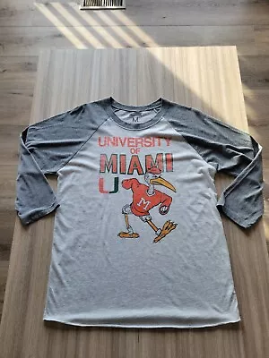 Used Miami Hurricanes Tailgate Brand 3/4 Sleeve Vintage Ibis Logo Shirt Size M • $15