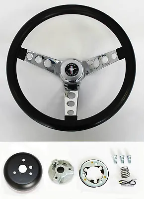 NEW! 1965 - 1969 Mustang Black Steering Wheel Grant 13 1/2  With Chrome Spokes • $114.90