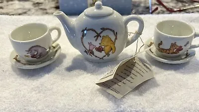 Vintage Disney Classic Winnie The Pooh Hearts Are For Sharing Miniature Tea Set • $52