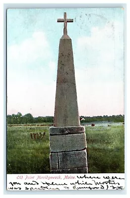 POSTCARD Old Point Norridgewock Maine 1908 Monument Stone Cross • $10.16