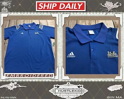 Adidas NCAA UCLA Embroidered Football Bear Collared Polo Men Shirt Large L❄️H14 • $16.19