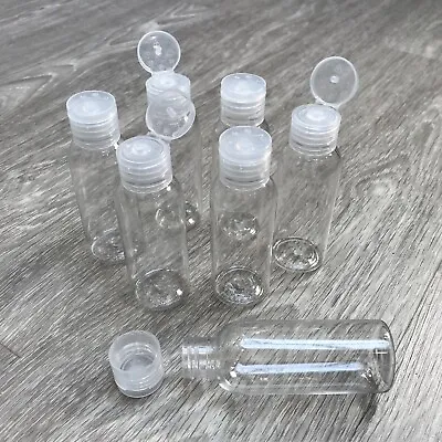 50ml Small Plastic Bottles Strong Round Screw Flip Top Lid Travel Bottle Liquid • £9.99