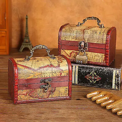 Vintage Wooden Decorative Trinket Boxes Small Storage Jewelry Box Treasure Chest • $21.95